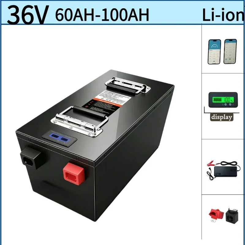 Built-In Bluetooth Real Time Monitoring BMS 36V Lithium Ion Battery Pack 60Ah 80Ah 100Ah Durable Energy Supply For Domestic Off