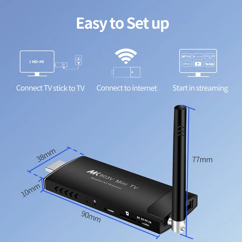 TV Stick 4K Android 5,1/7,1 Linux OS Smarttv Box RK3288, caja de Metal, cuatro núcleos, Tv Stick 4k Max, Android 7,1, versión 4,0