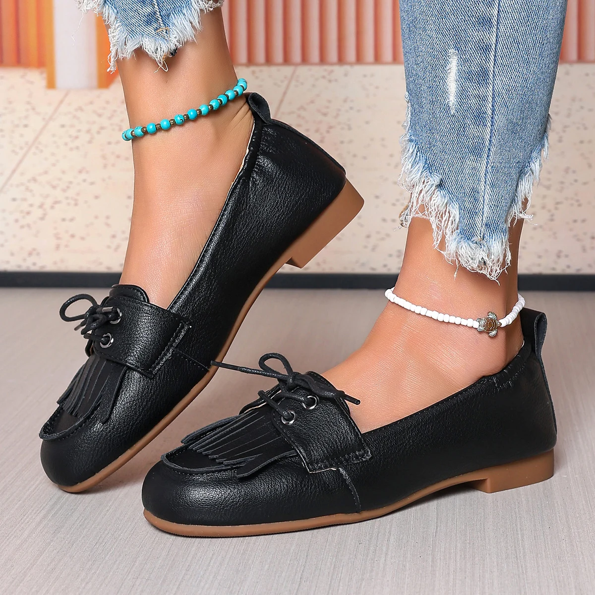 

Women Sneakers New Round Toe Flat Loafers Shallow Mouth Lightweight Walking Sneakers Women Daily Office Commuting Shoes Women