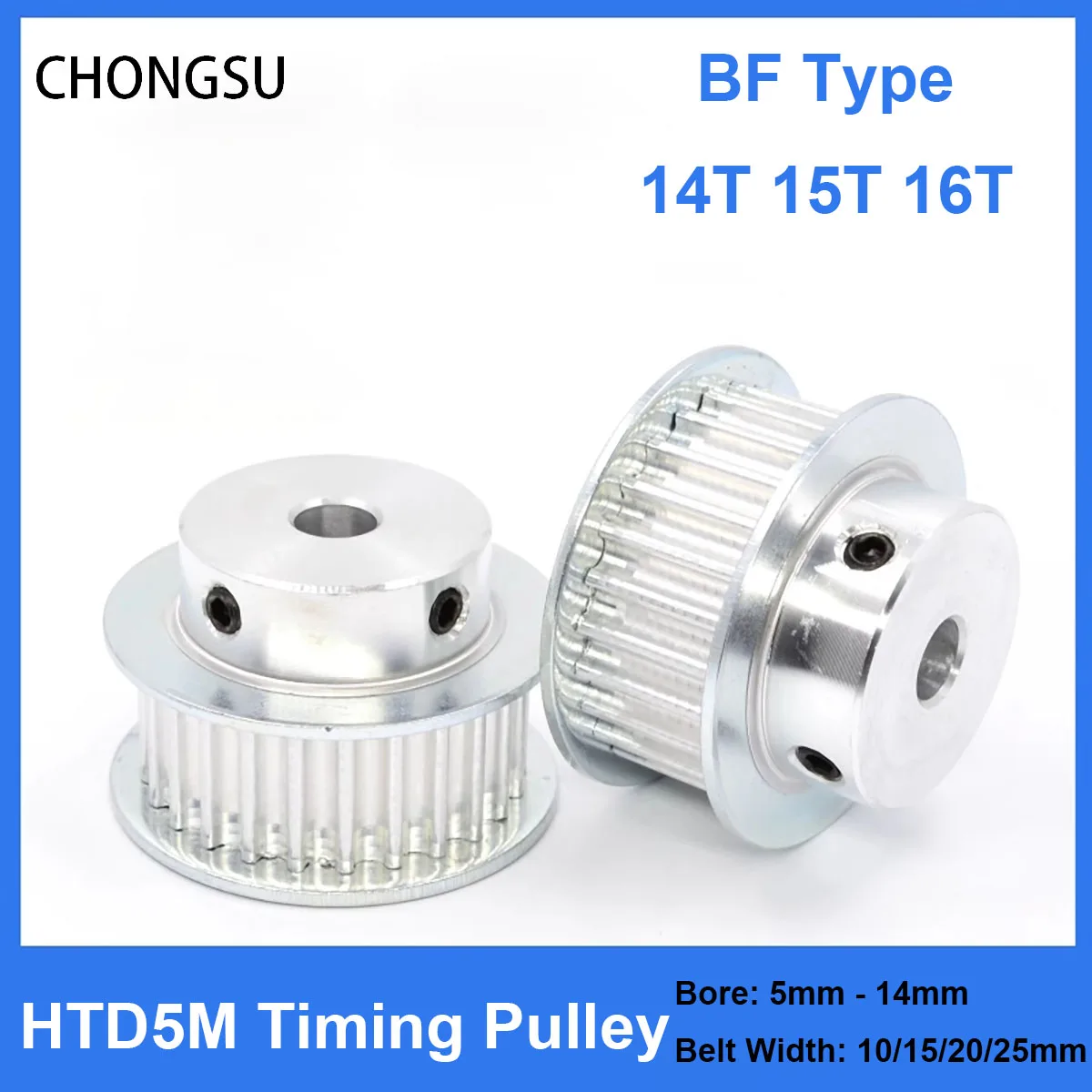 HTD5M Timing Pulley 14T 15T 16T Bore 5/6.35/8/10/12/12.7/14mm For Width 10/15/20/25mm HTD5M Synchronous Belt 3D Printer Parts