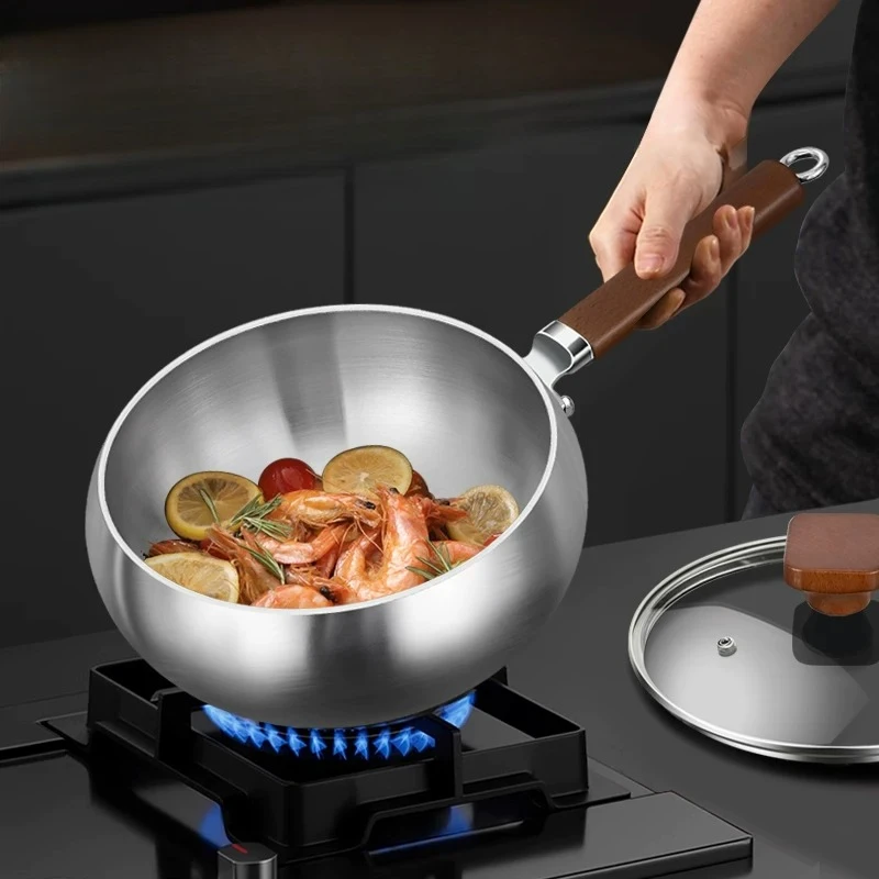 LMM stainless steel wok household uncoated deepened flat bottom wok