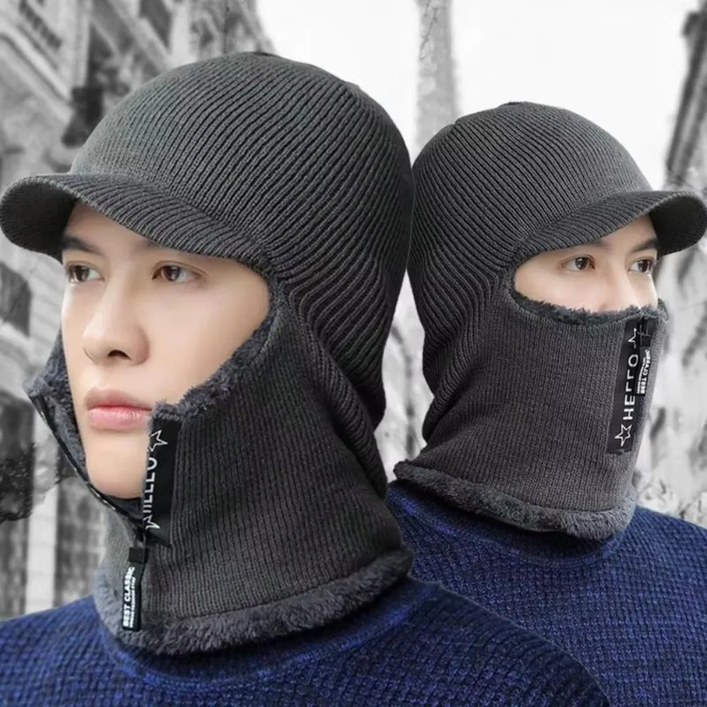Zipper Winter Neck Wardrobe 2-in-1 with Fleece Lining Windproof Ski Mask with Ear Protection Winter Balaclava Fleece Lined