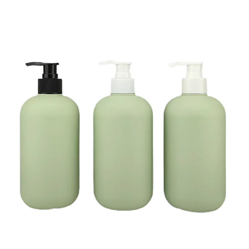 

10pcs Empty Shampoo Bottle 500ml Black White Pump Cosmetic Packaging Round Shoulder Green Plastic Lotion Refillable Bottles