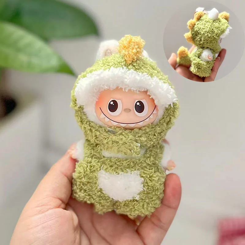 

4,0 Мини 4-го поколения, плюшевая кукла Labubu, одежда с тематикой животных, плюшевый комбинезон с изображением акулы динозавра, элегантное сказочное платье, коллекция нарядов