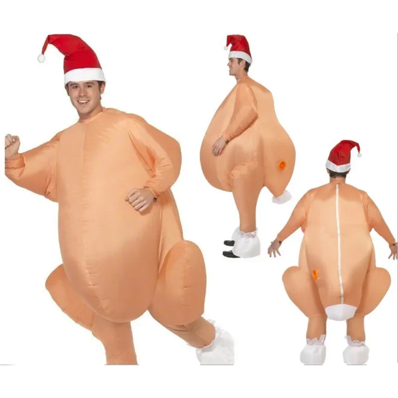 Inflatable Roast Turkey Costume Halloween Chicken For Adults Inflatable Christmas Fancy Dress Mascot Cosplay Costume Clothing