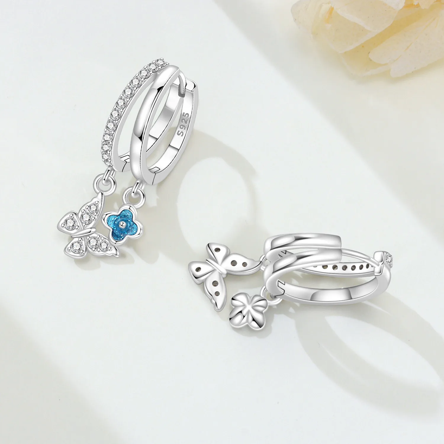 MISEFF NEW 925 Sterling Silver Earring Exquisite Insect Butterfly Earring Fine Jewelry Gift for Women Daily Party Birthday Gift