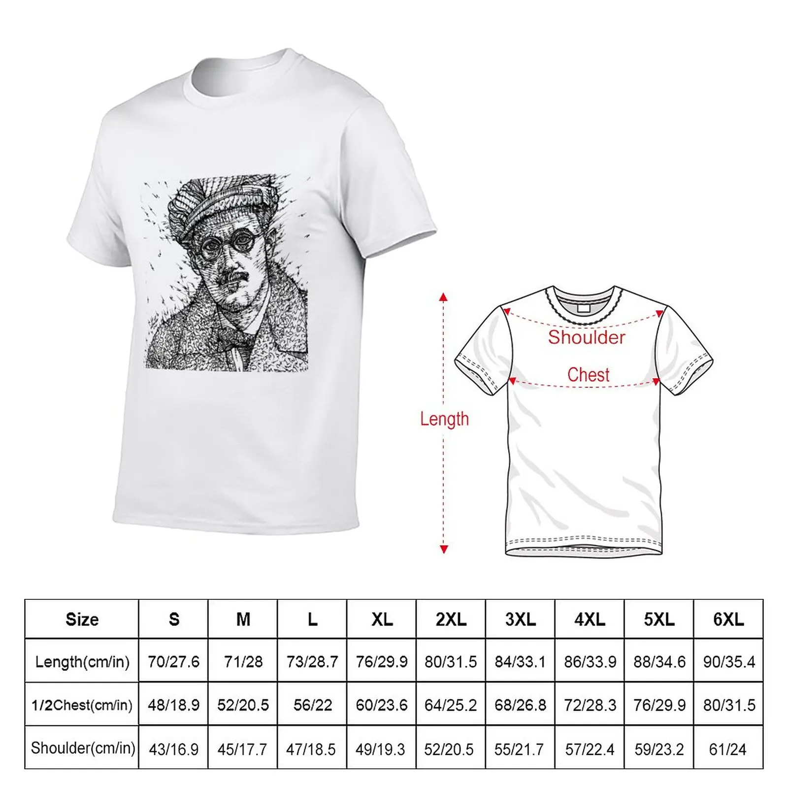 New JAMES JOYCE - ink portrait .1 T-Shirt anime anime clothes sweat shirt t shirts for men graphic