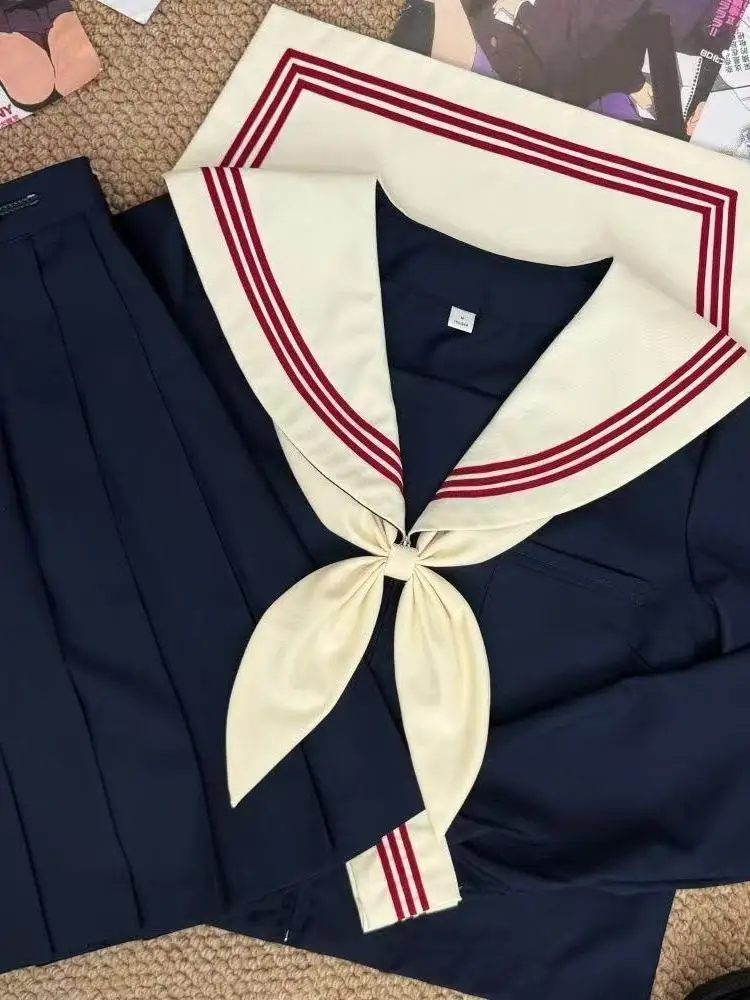 

Authentic Japanese Style School Uniform Set for Women Summer Sailor Suit Shirt with Sapporo Collar Class Uniform Kit