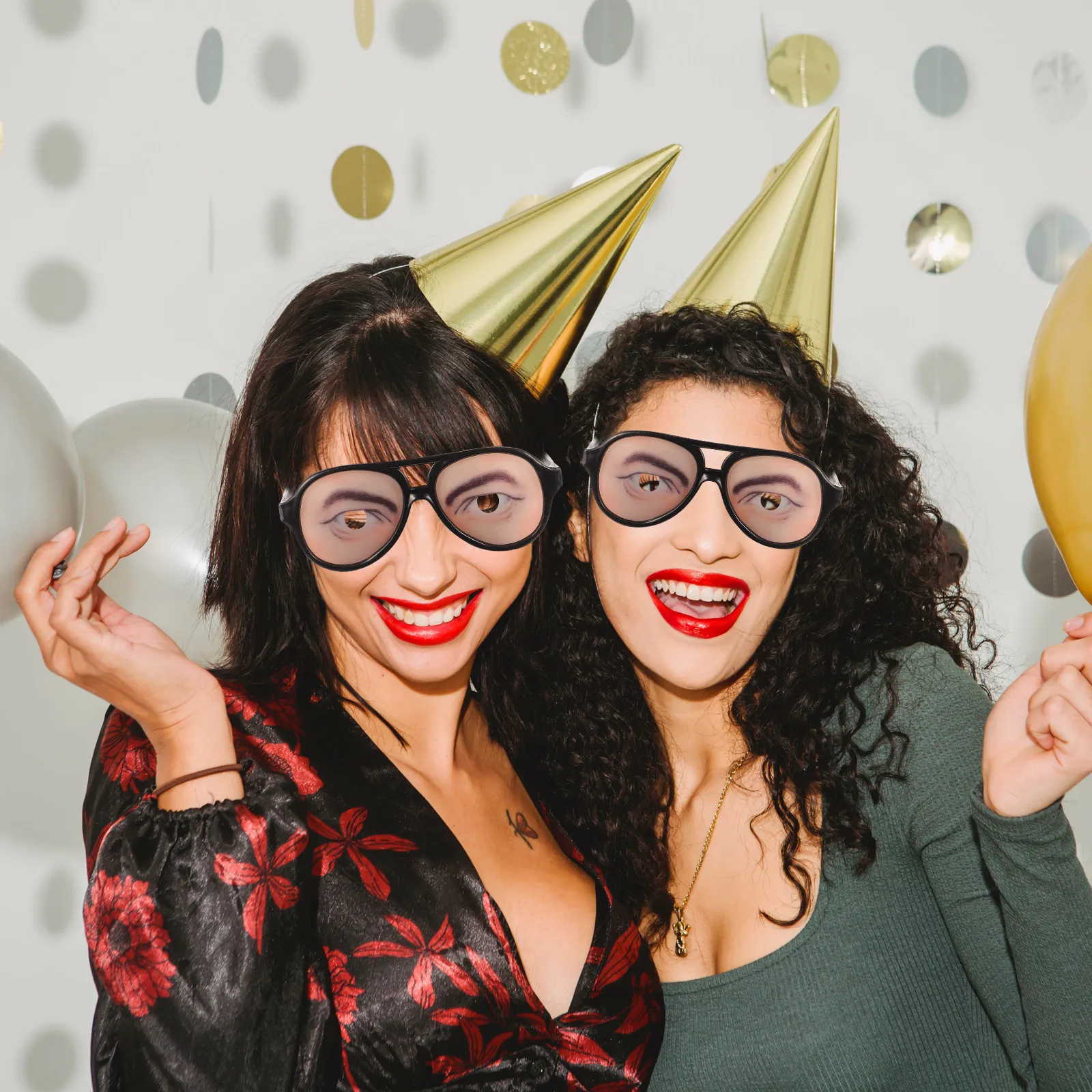 2Pcs Novelty Fake Glasses Funny Eyeball Design Fashionable Joke Eyewear for Costume Parties Prank Halloween Festival Fun Gag