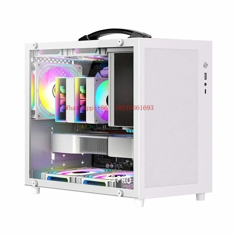 Limited Offer SFX Power Side Transparent Portable Desktop Computer S5PRO V20 Chassis Backing Matx Motherboard White