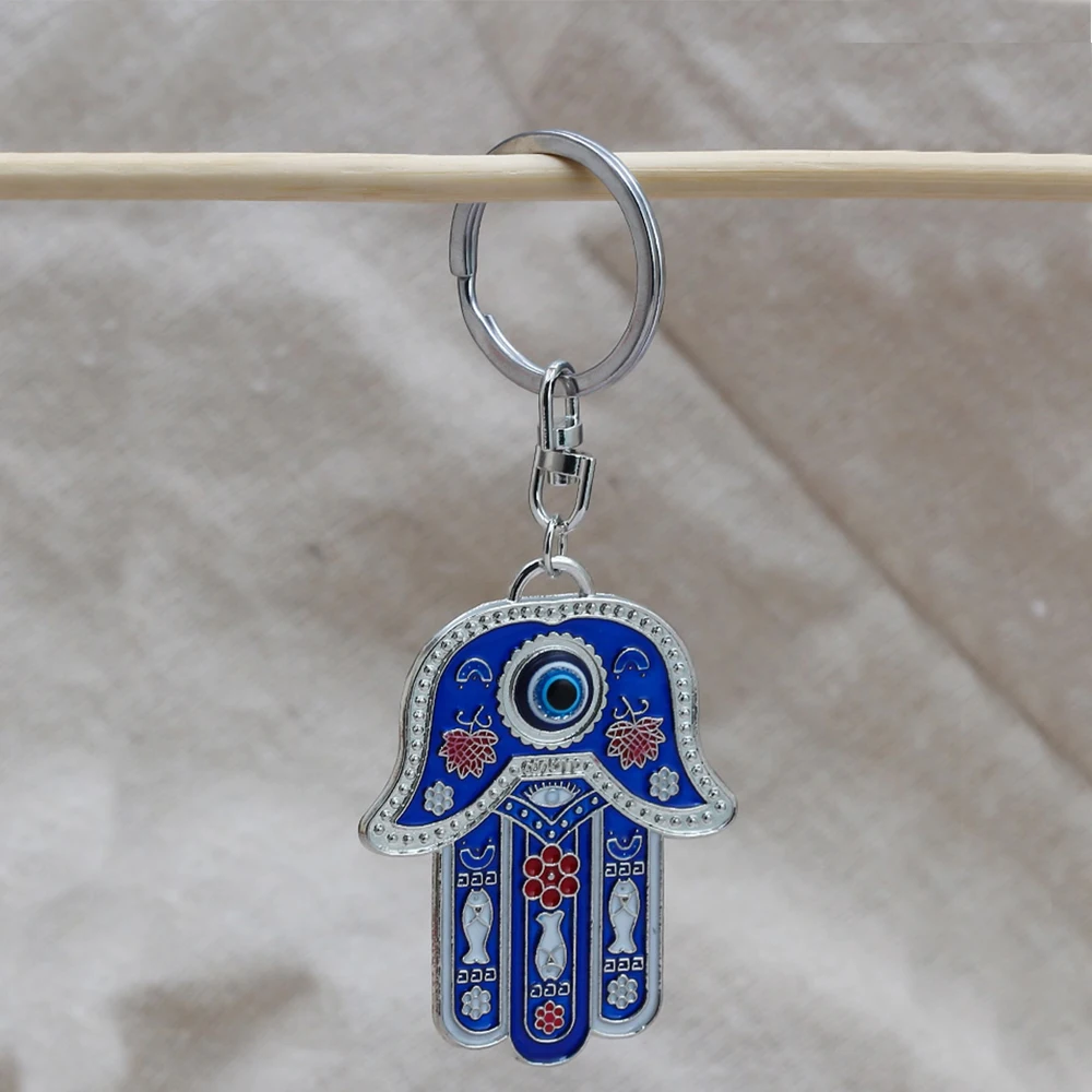 Lucky Eye Hamsa Hand Keychain Evil Eye Keychain Drop Oil Lobster Clasp Keychain Evil Eye Fashion Jewelry