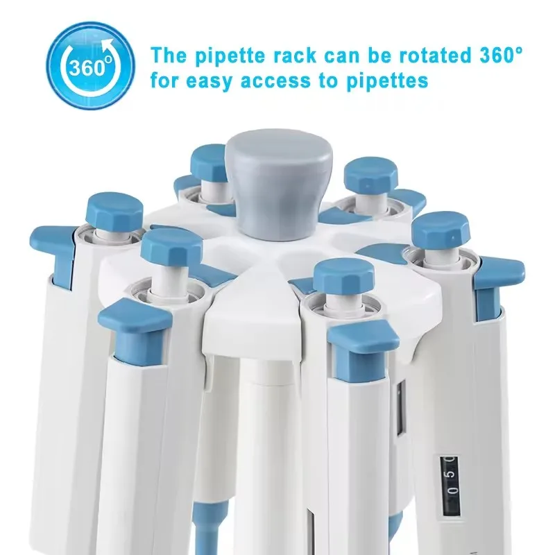 IKEME Laboratory Pipette Rack Round Rotating Pipette Holder For Placing 6Pcs Adjustable Pipette Hot