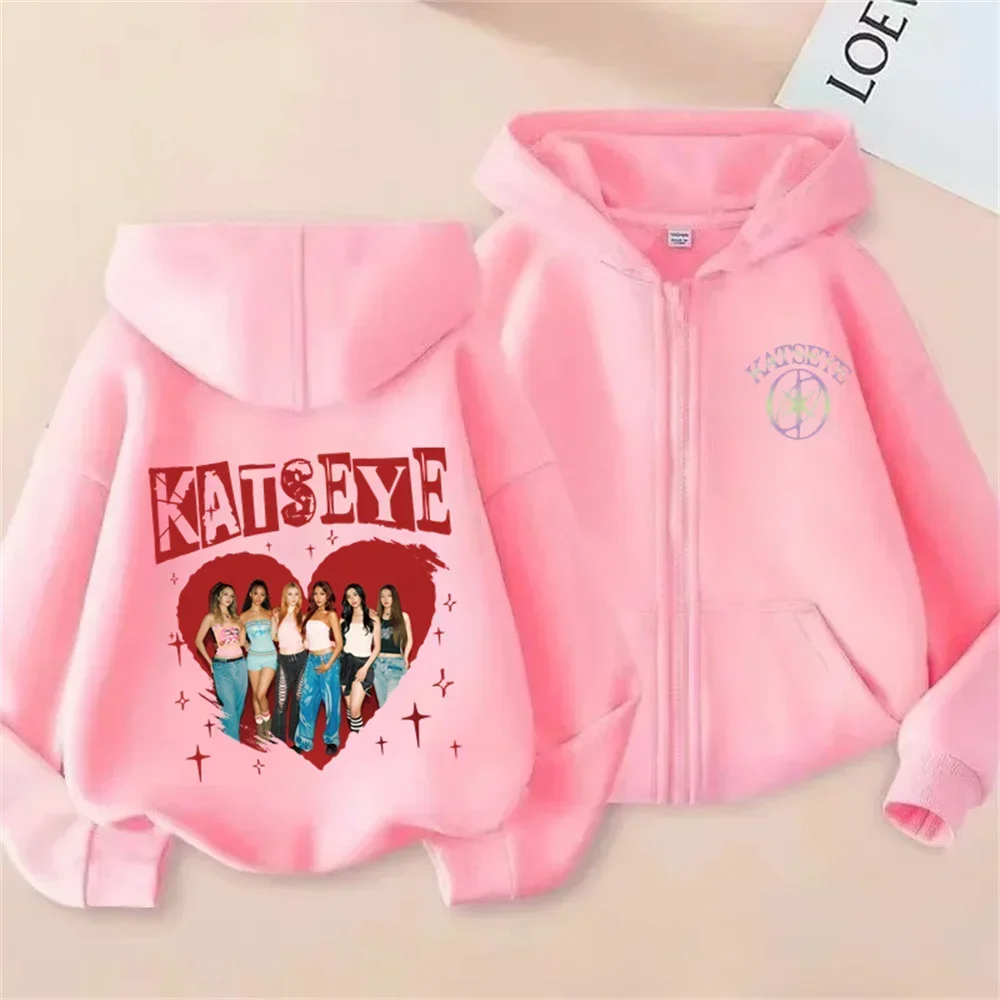 Toddler Girl Clothes Girl Group Katseye Zipper Hoodie Boys Fashion Casual Sweatshirt Movie New Kids KATSEYE Zip UP Hooded Tops