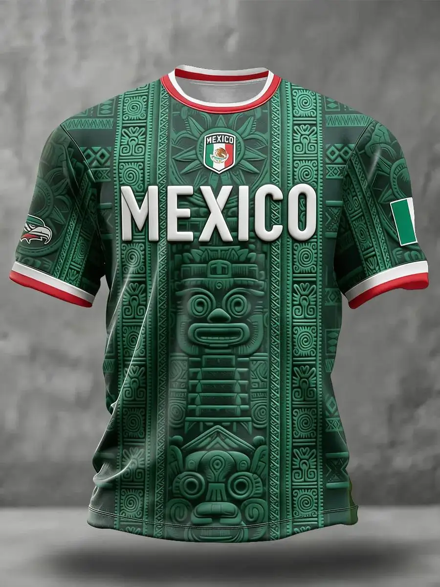 2027 Edition Mexican Fans Football Training T-Shirt 3D Digital Printing Comfortable and Breathable Family Clothing