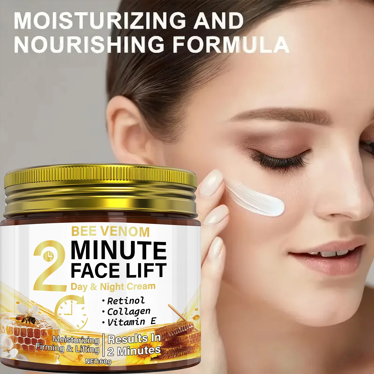 كريم دقيقة الرفع بسم النحل للشتاء - للاستخدام الصباحي والمسائي، formula الريتينول والكولاجين, نتائج سريعة #2