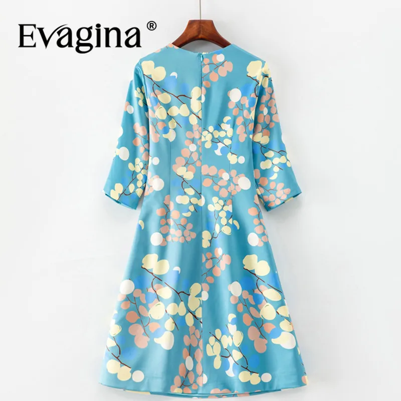 Evagina Three Quarter Sleeve Chic Elegant Print Dress Summer Women's Commuter New Designer Pencil Dresses