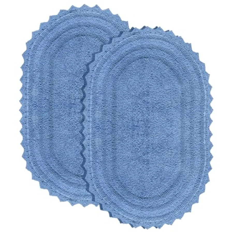 

Коврик для ванной овальный 24x17 дюймов, набор из 2 штук, хлопковый, вязаный крючком, двусторонний, в стиле бохо, для домашнего декора