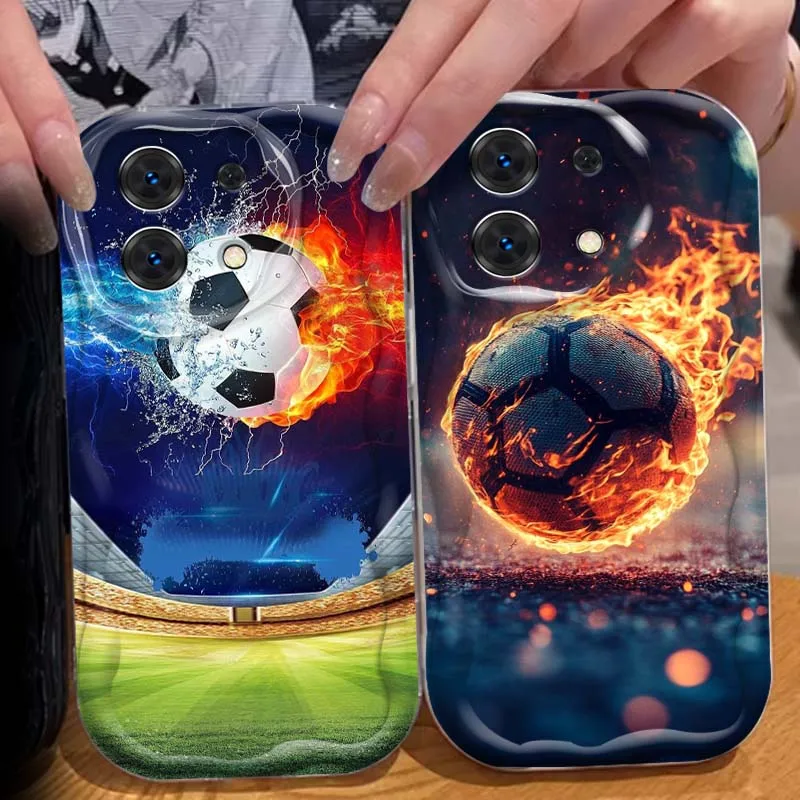 

Football Popular Cool Luxury For Xiaomi Redmi Note 15 14 13 12 12S 11 10 9 8 Pro Plus 4G 5G Wave Oil Cover Soft Phone Case