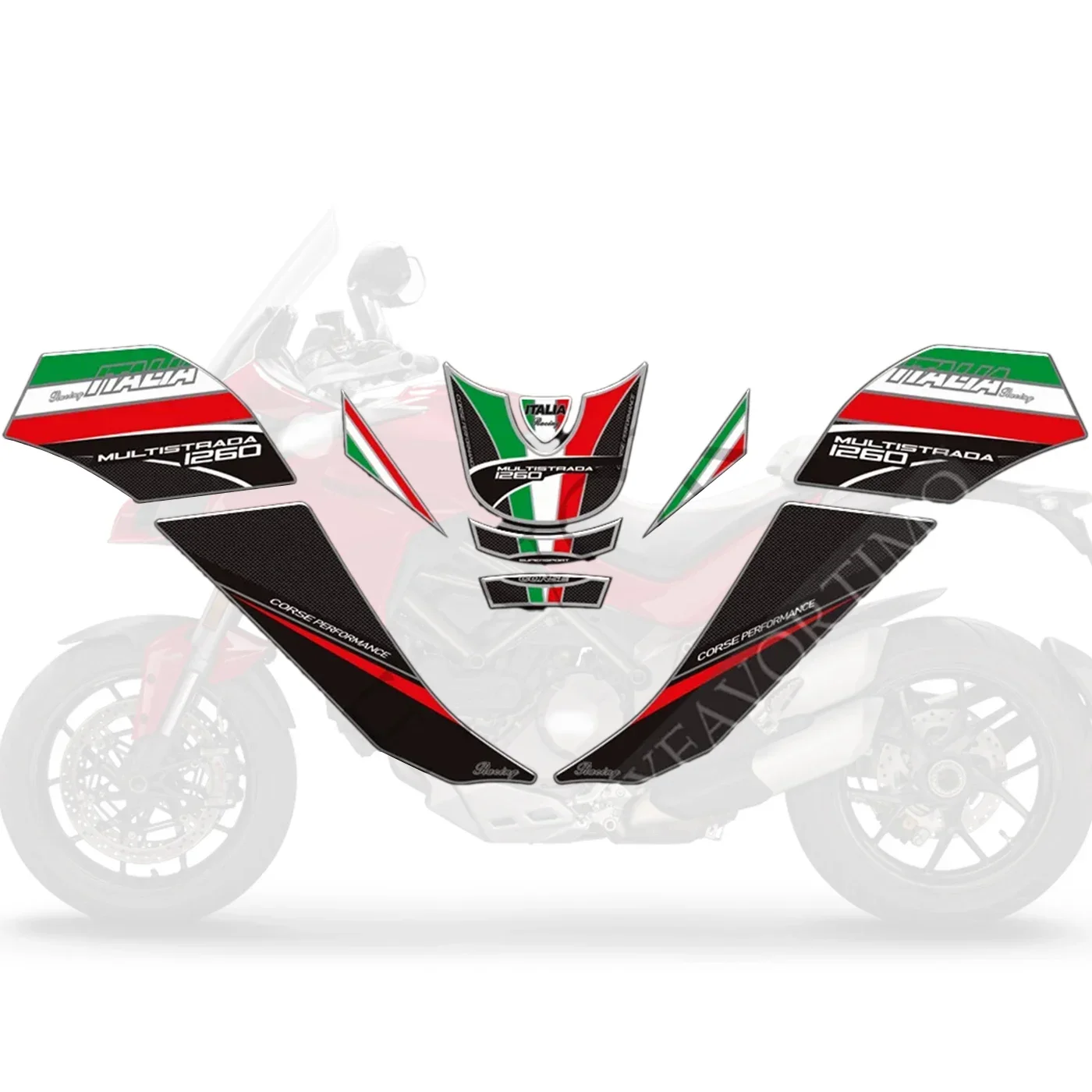 MULTISTRADA-Kit de Tanques para Motociclos, Decalques 3D, Punhos, Gás, Combustível, Óleo, Protetor de Joelho, Fit Ducati, 1260S