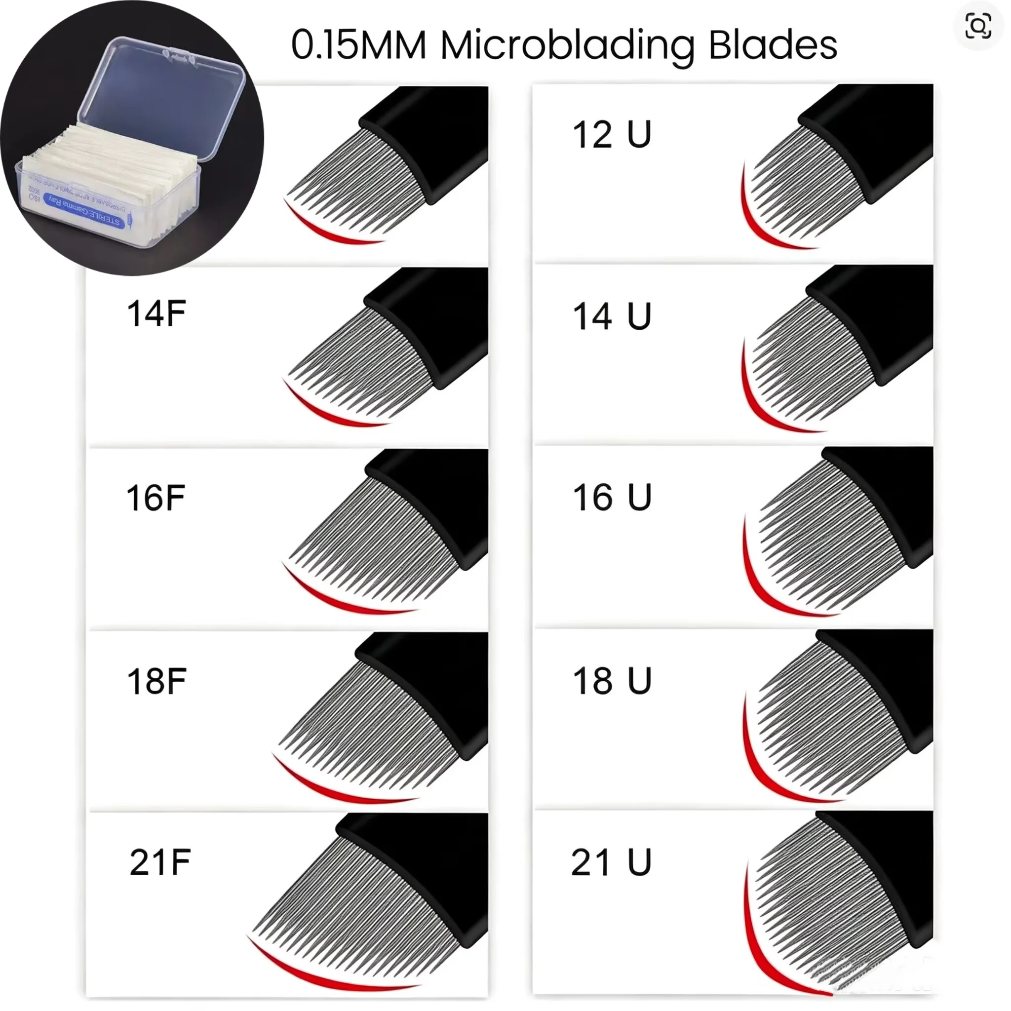 0.15mm Microblading Needles Nano Blades Laminas Tebori U Shape Tattoo Needles Tebori Pen Blades Permanent Makeup Eyebrow Pen
