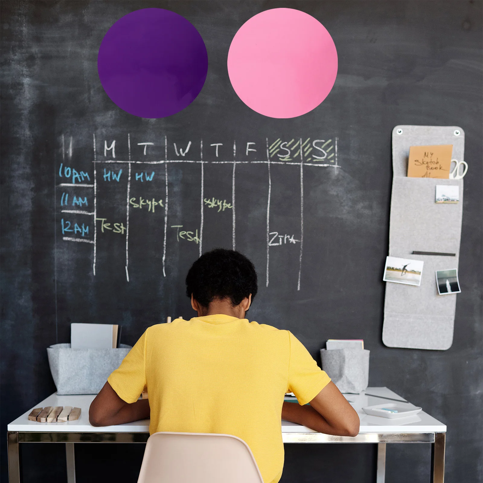 

12Pcs Round Reusable Dry Erase Labels Colorful PVC Stickers for 's Drawing Teaching Classroom Home Use