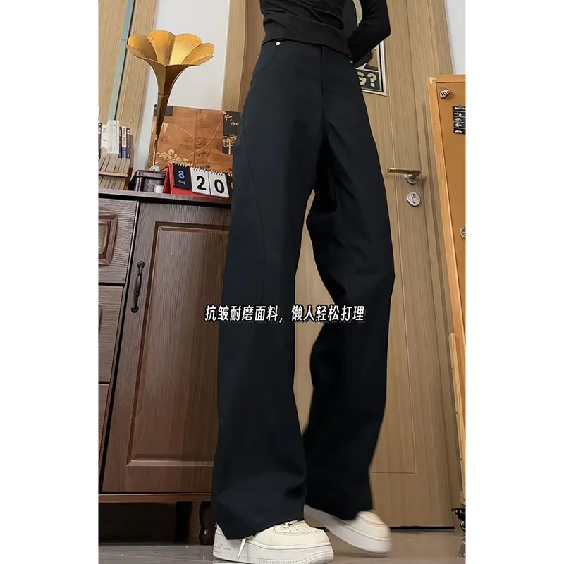 بنطلونات فضفاضة عالية الخصر على الموضة للسيدات لعام 2025 للخريف مقاس كبير 5XL بنطلون مستقيم للسيدات الأمريكي بنطلون عمل بقصة قطرية #6