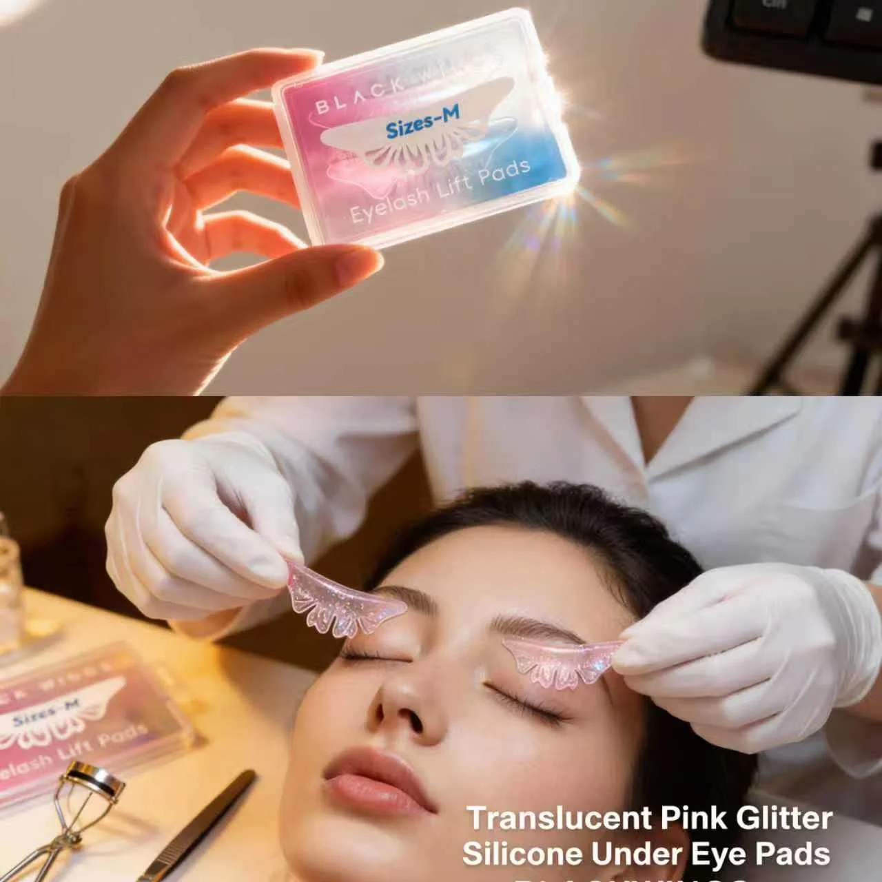 

BLACKWINGS Butterfly Shaped Self-Adhesive Lash Perm Pads Set of 3 Sizes Lower Lash Curling Specialized for Various Lash Types