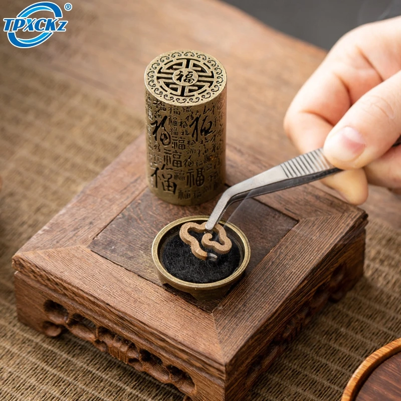 Cylindrical Vertical Incense Burner Small Alloy Incense Holder Indoor Aromatherapy Home Ornament Chinese Inense Burners