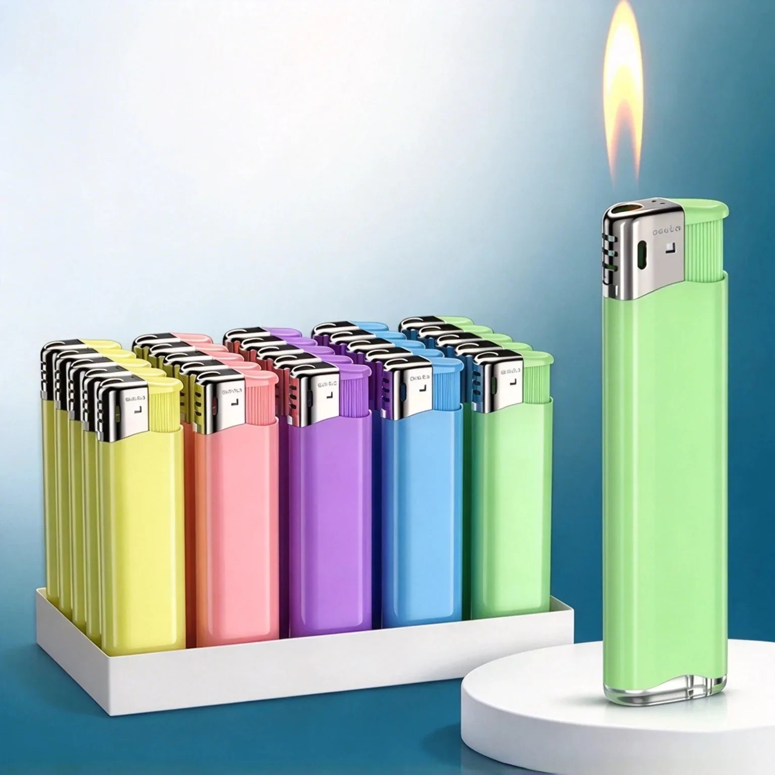 100PCS Thick Butane Lighters, Open Flame, Custom Advertising Logo, Wedding Birthday Party Favors, Cigarette Smoking Tools