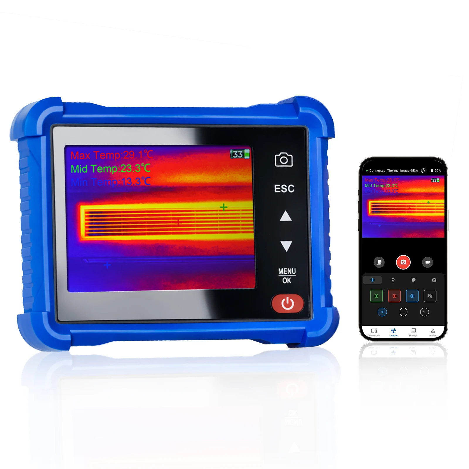 IR Thermal Imager 256x192 -20~550℃ ±2℃ Precision  WiFi APP Data Logging for Electrician HVAC Building Inspection