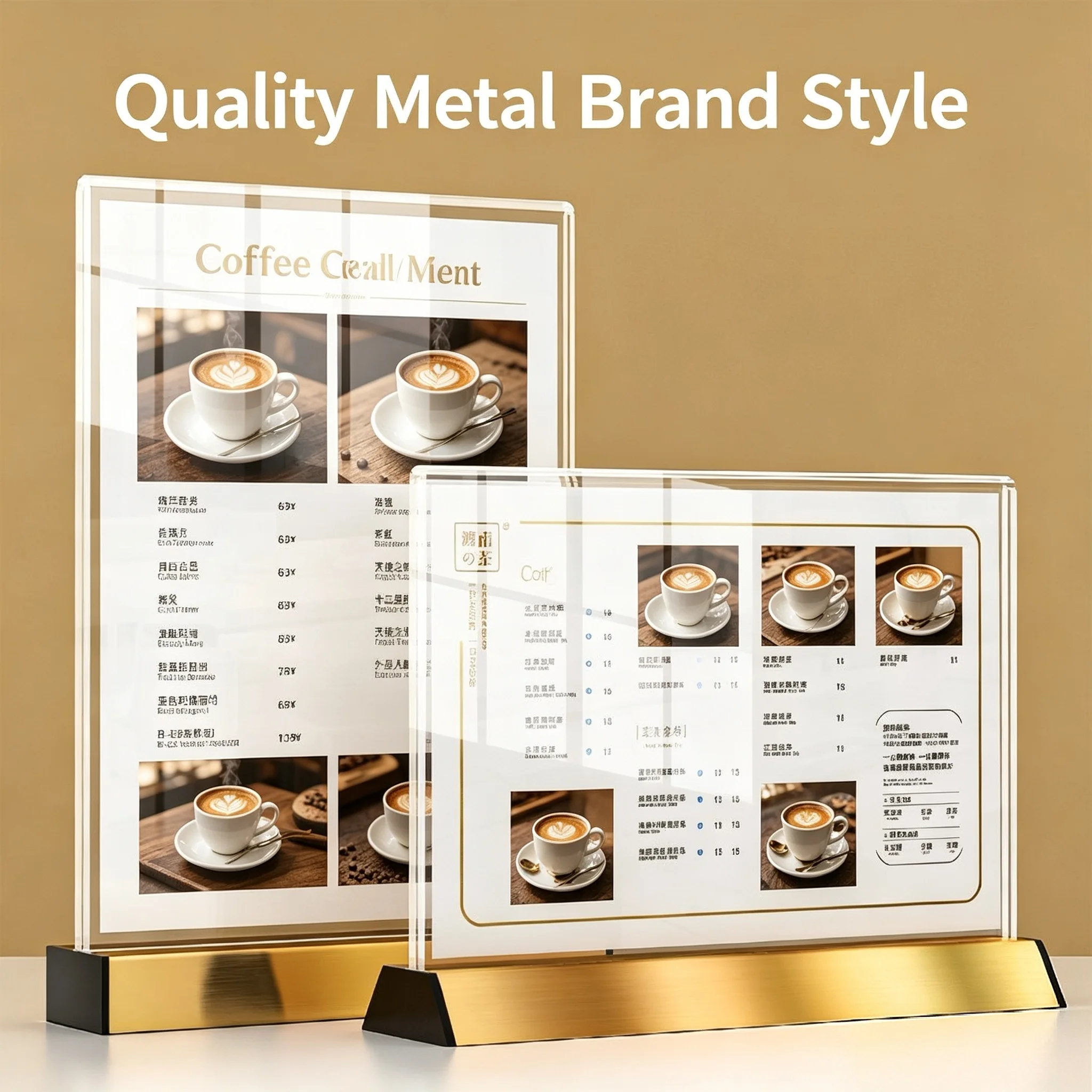5 PCS A6 100x150mm Double Side Acrylic Sign Holder Display Stand Aluminum Restaurant Menu Paper Holder Price Label Poster Frame