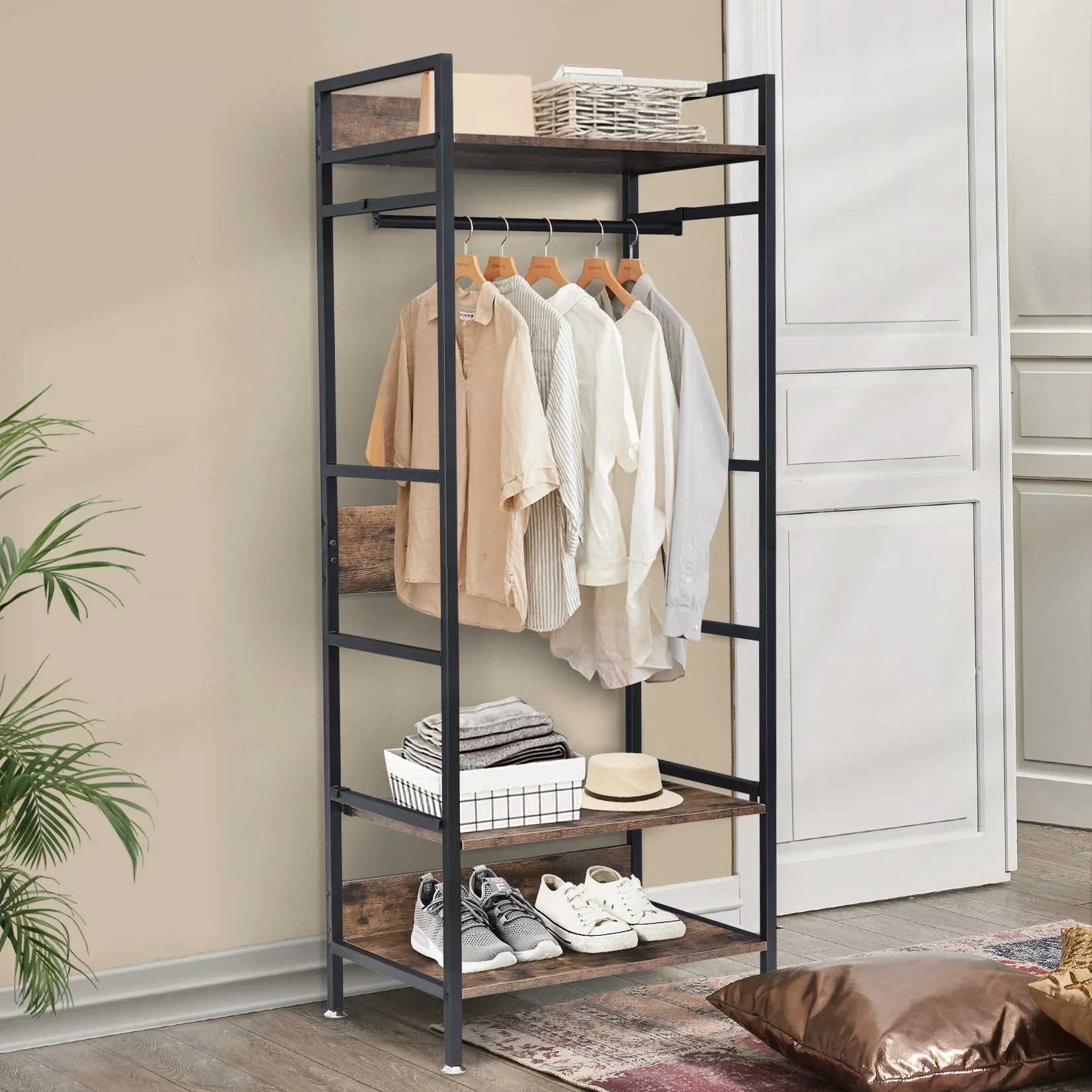 Wardrobe Closet Industrial Entryway Hallway Ample Storage Easy Assembly Sturdy Durable Stable Construction Heavy Duty
