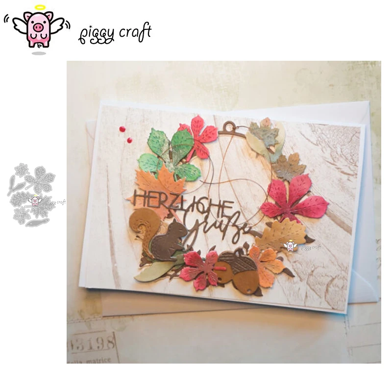 Piggy Craft metal cutting dies cut die mold Maple leaf decoration Scrapbook paper craft knife mould blade punch stencils dies