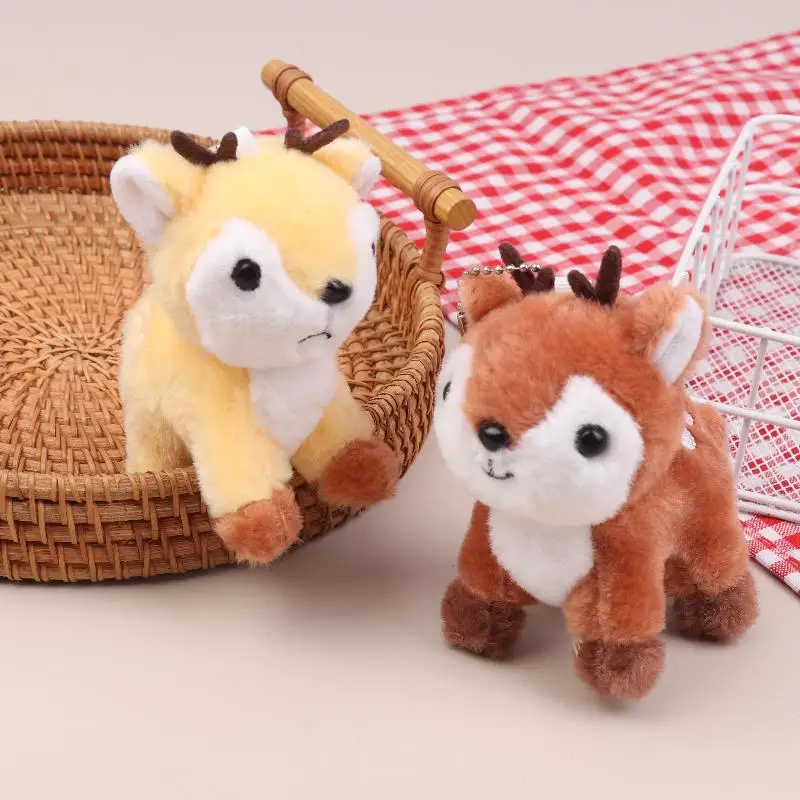 1PCS Plush Sika Deer Keychain Pendant Soft Stuffed Animal Cute Bag Charm for Girls Purse Car Key Decor Present