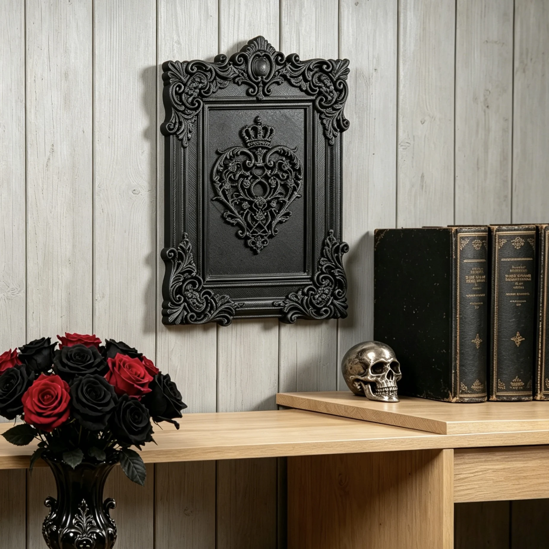 Cross-Border Dark Gothic Carved Crown Heart Decorative Frame for Retro Home Wall Decoration