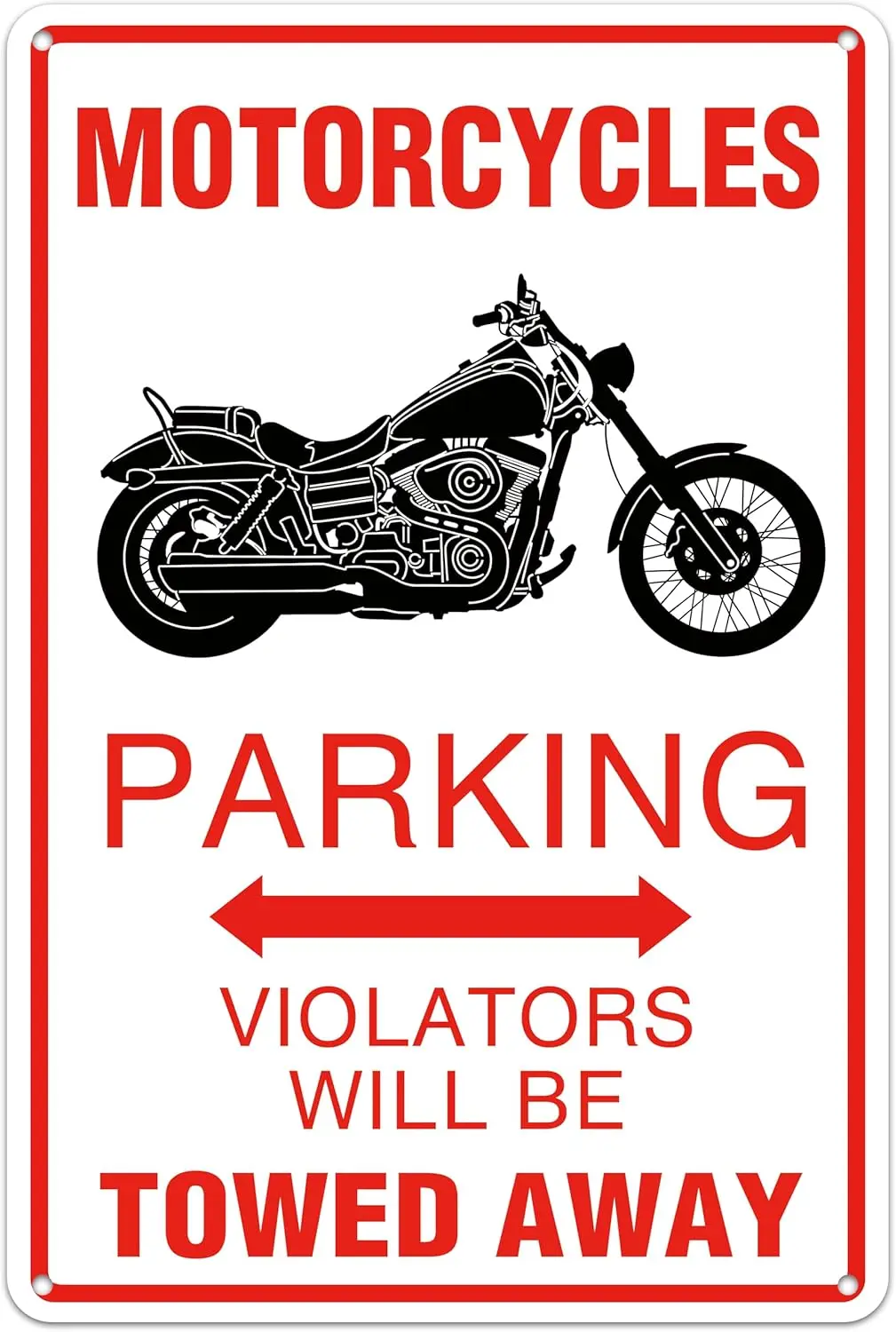 Motorcycles Parking Vilators Will Be Towed Away, Funny Aluminum Metal Sign Wall Art Warning, for Man Cave Boys Room Garage Decor