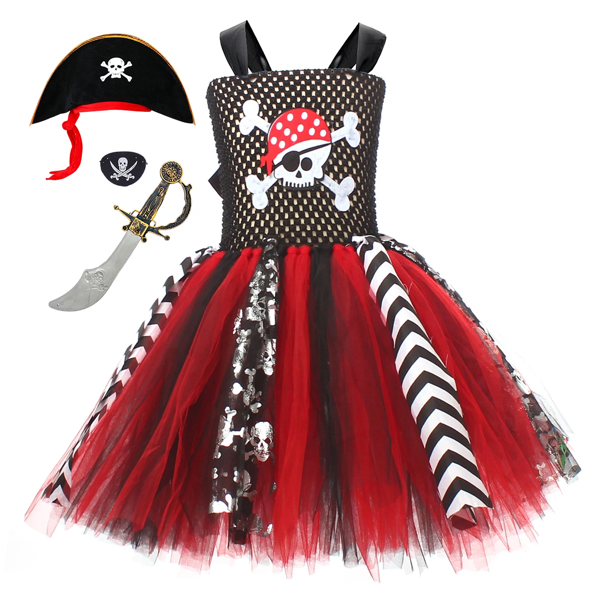 Black Red Halloween Girls Pirate Dress Cosplay Carnival Party Pirate Role  Play Costume with Hat Kids Stage Performance Clothing - AliExpress 1501