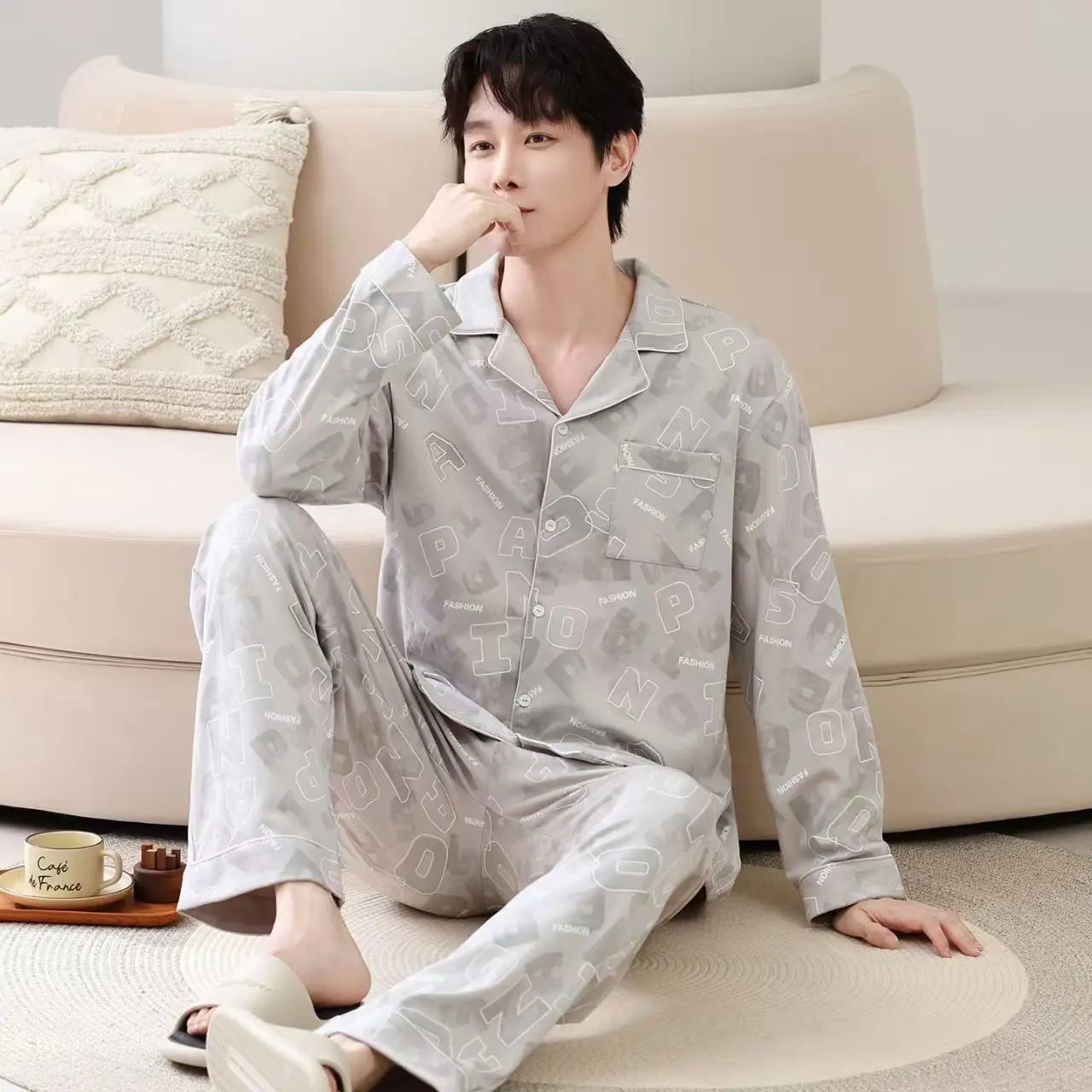 メンズ 長袖 ラウンジウェア カジュアル 多用途 シンプル 春秋 大きいサイズ 新品 カーディガン ゆったりスーツ 外でも着用可能