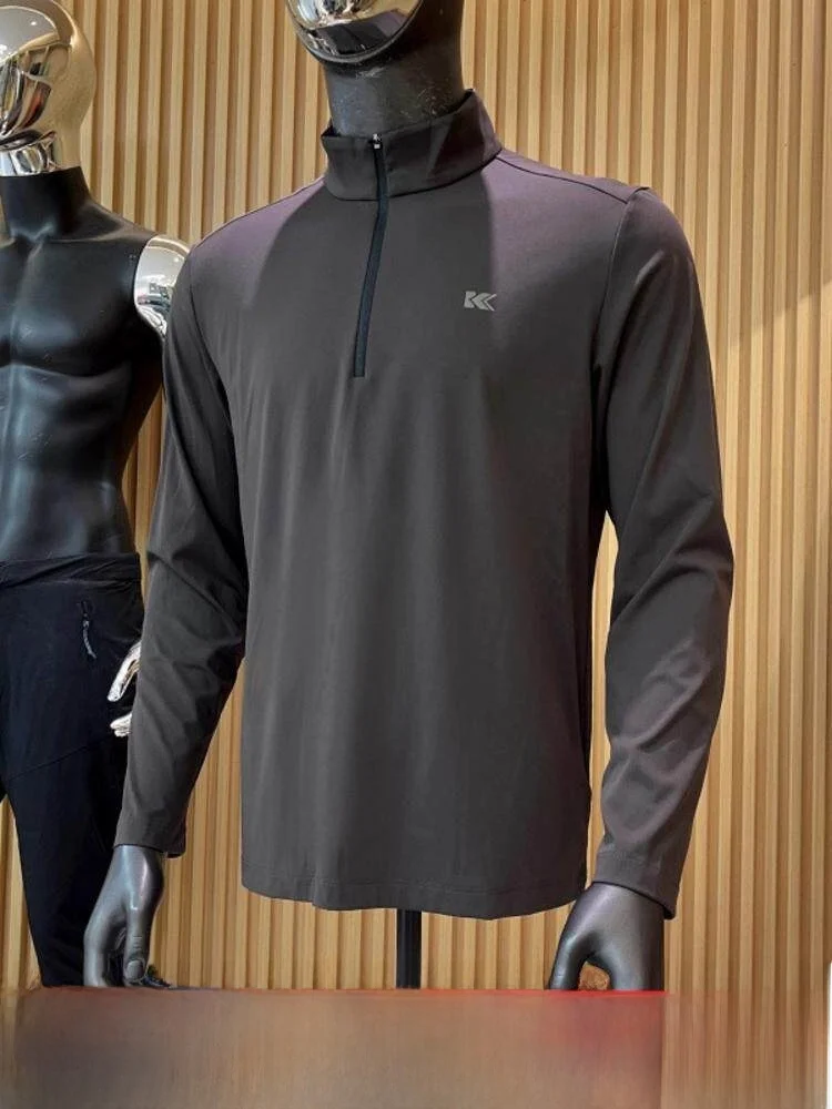 

Terryl Bio-Based Men's Zipper T-Shirt Half High Collar Self-Heating Autumn Winter Base Layer Shirt Trendy Standard Fit Long S...