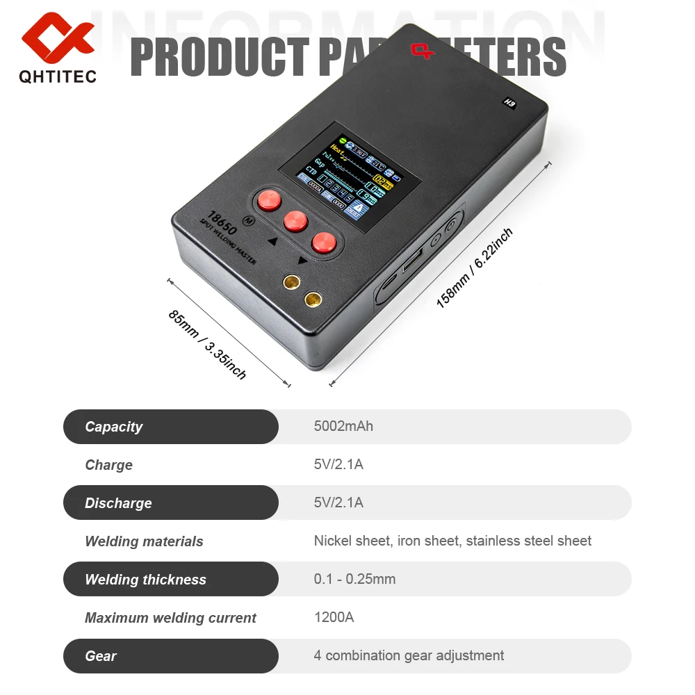 H8 Portable Digital Spot Welder Machine For 18650 Lithium Battery Portable Kit Speed Adjustable Color Display DIY Handheld