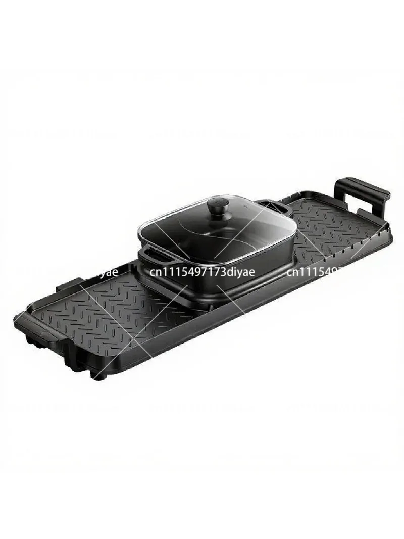 Electric Grill Indoor Smokeless BBQ Grill, Multifunctional Household Electric Barbecue Machine with Hot Pot Cooker Combo