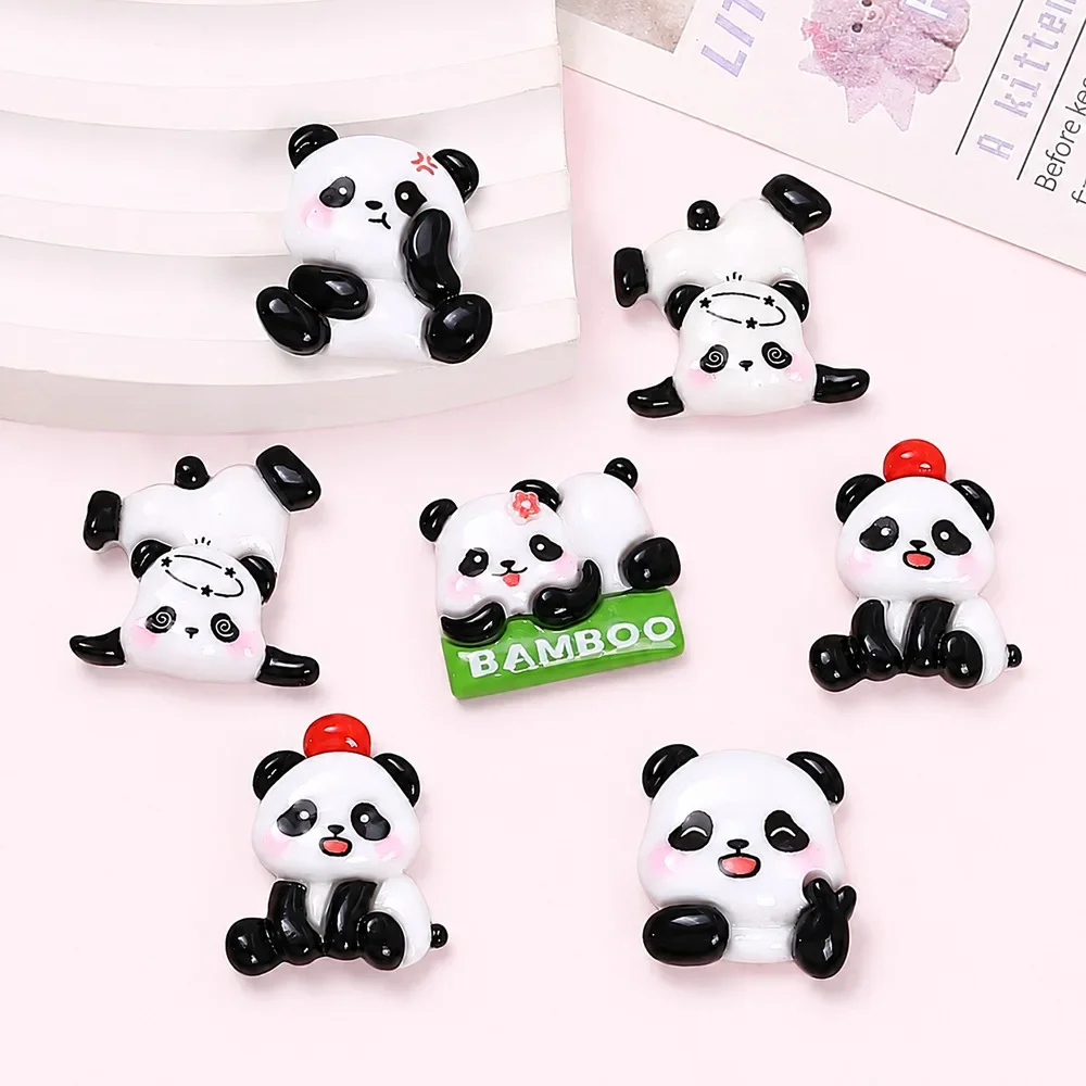 100pcs Kawaii Cartoon Panda Flatback Resin Cabochon DIY for Phone Case Hairpin Keychain Earrings Scrapbook Hairband Decor