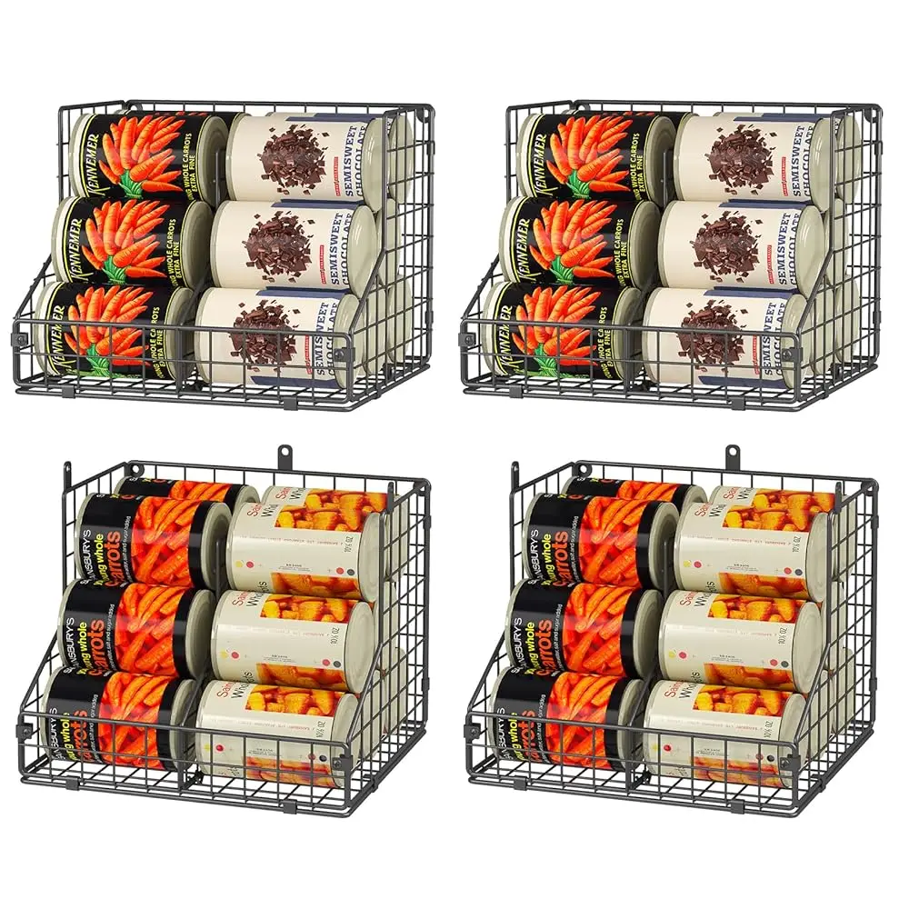 

4 Pa Stackable Can Organizer For Pantry With Adjustable Dividers, Soda Can Organizer, Can Storage Dispenser Holds Up To 56
