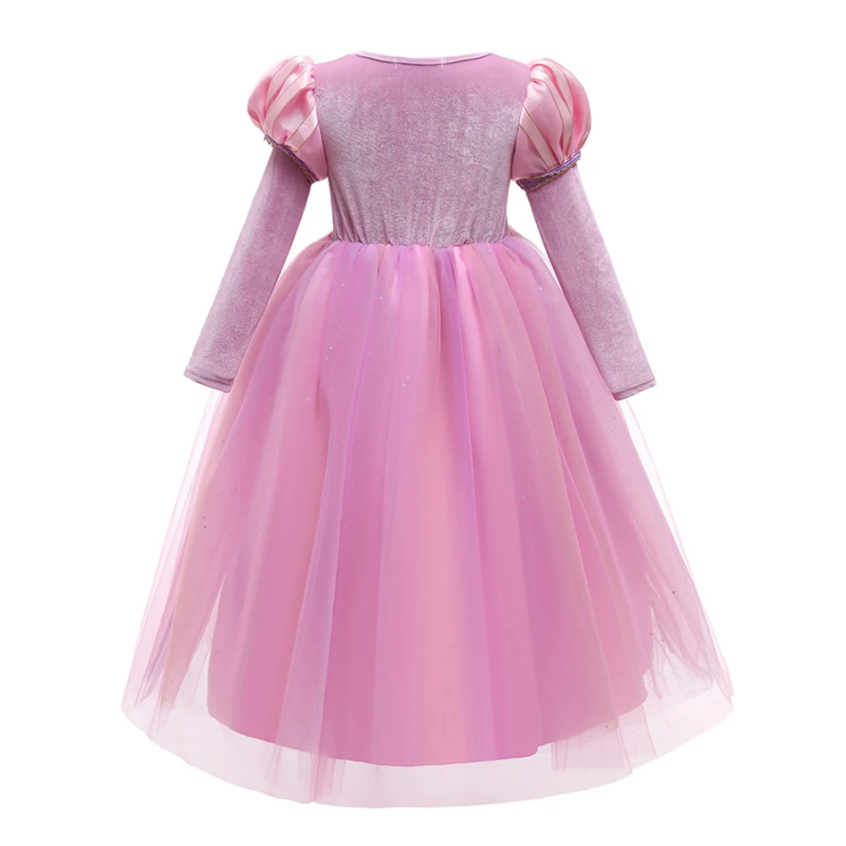 Rapunzel Rosa Langärmeliges Cosplay Prinzessinnenkleid Kinder Geburtstagsparty Ballkleid Mädchen Weihnachten Halloween Karneval Festival Festkleid – Detail 4