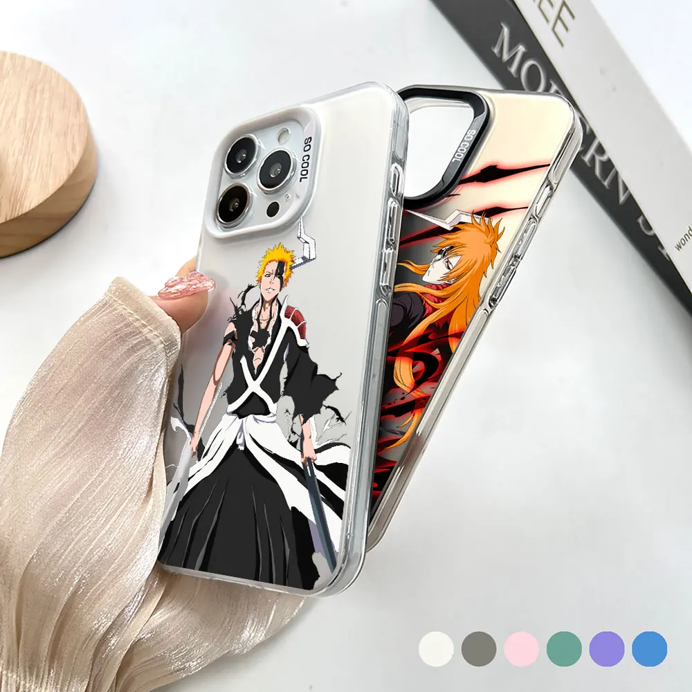 B-Bleach Kurosaki Ichigo BIG HOLE MATTE LASER PHONE CASE FOR Apple iPhone  12 11 8 7 XS XR X SE MINI PRO MAX PLUS 5G