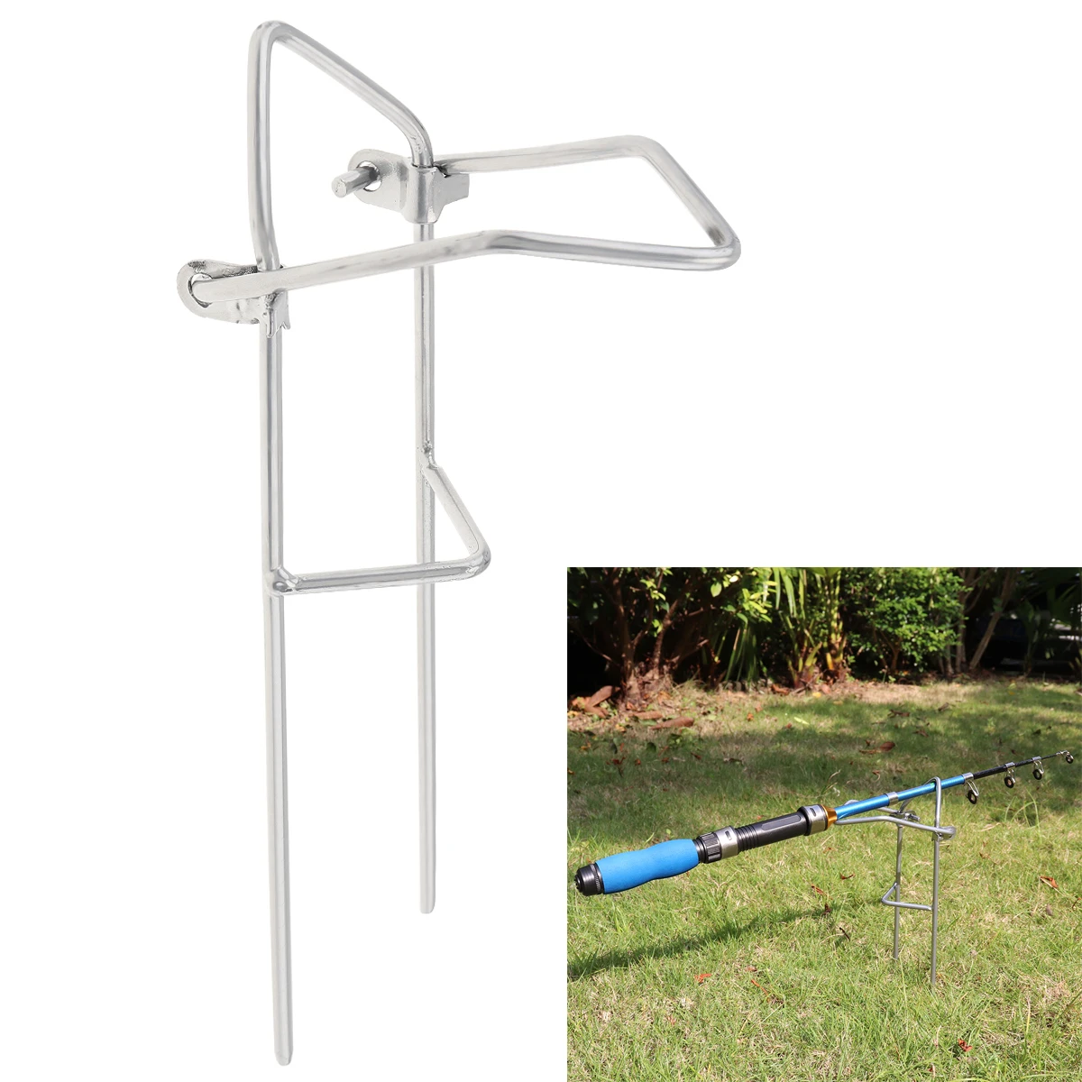 

Metal Fishing Rod Holder Ground Inserted Stand Bracket Simple Fishing Pole Holder Stainless Steel Fishing Supplies