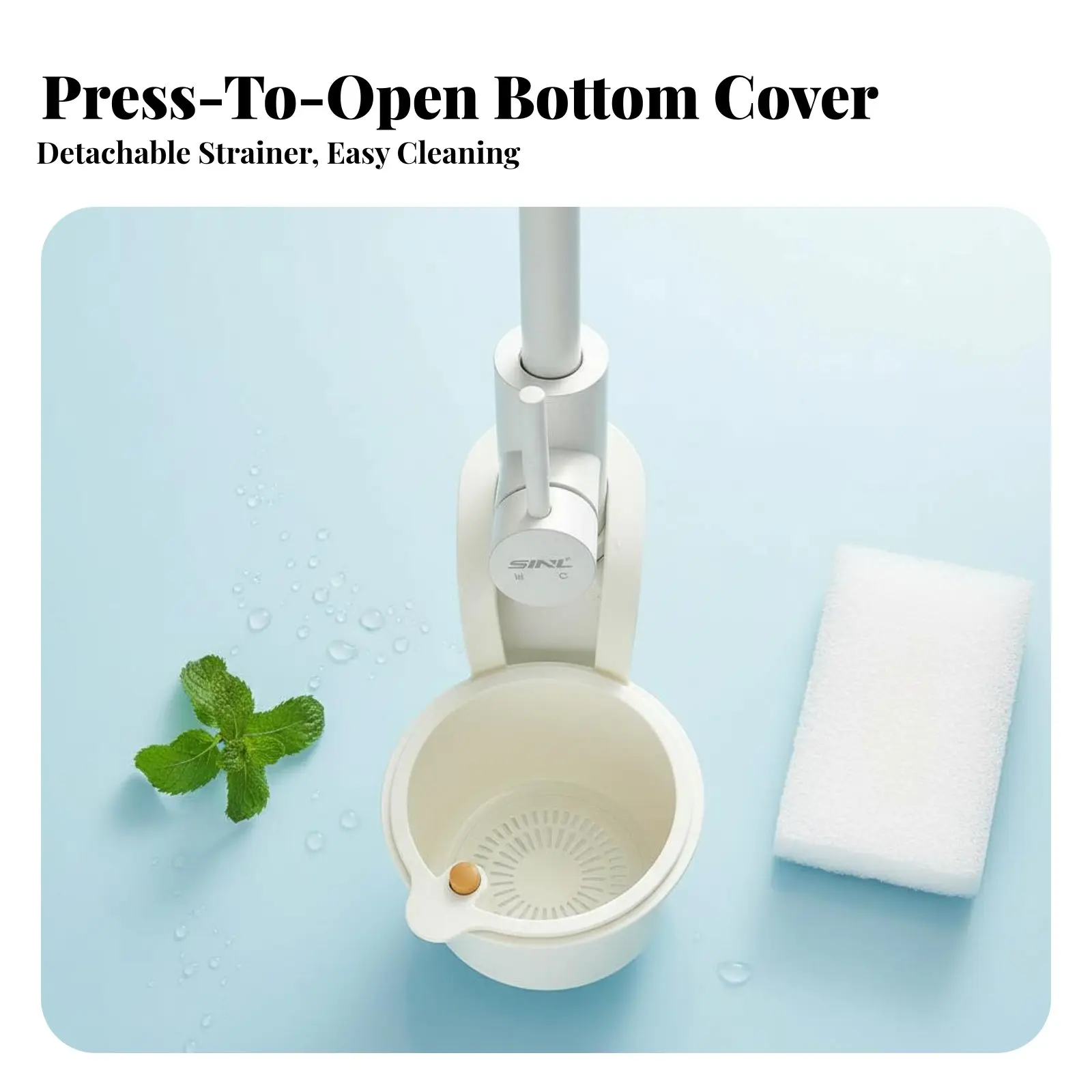 

Faucet Hanging Drain Basket No Drilling Required Hanging Sink Basket Faucet Mount Colander No-Tool Installation