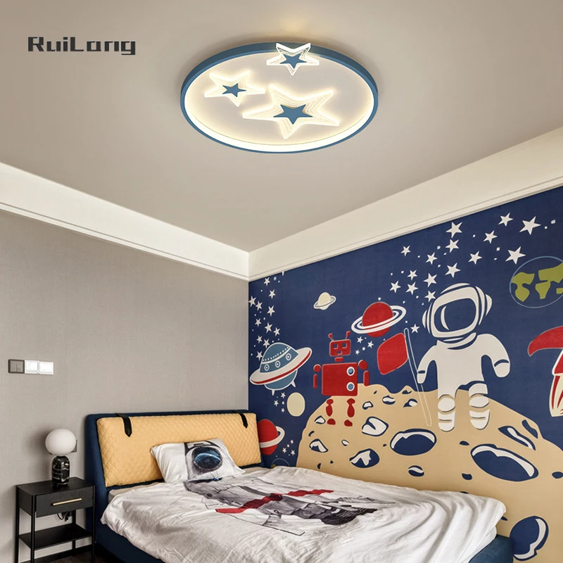 Estrelas LED Luzes de Teto para Decoração do Quarto Infantil, Lâmpada do Teto do Quarto, Regulável Dos Desenhos Animados, Lustre, Iluminação do Quarto Infantil