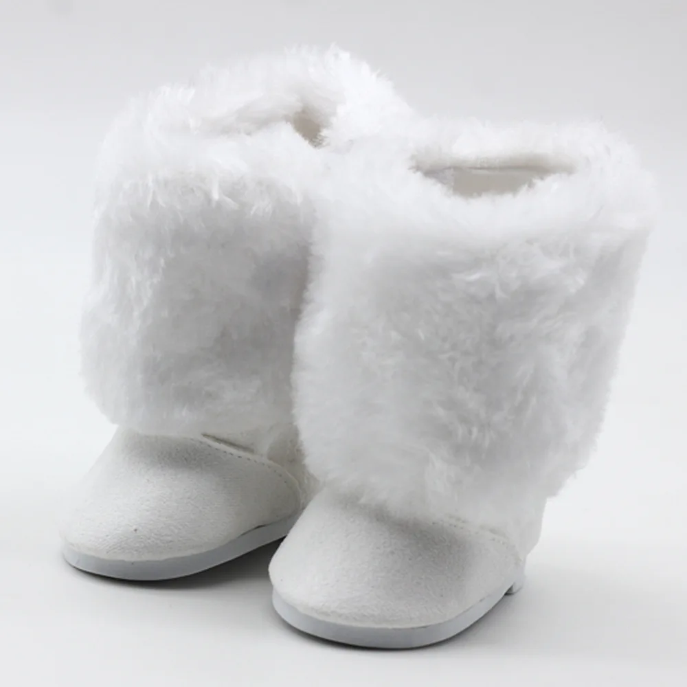 White Snow Boots Doll Shoes for 18