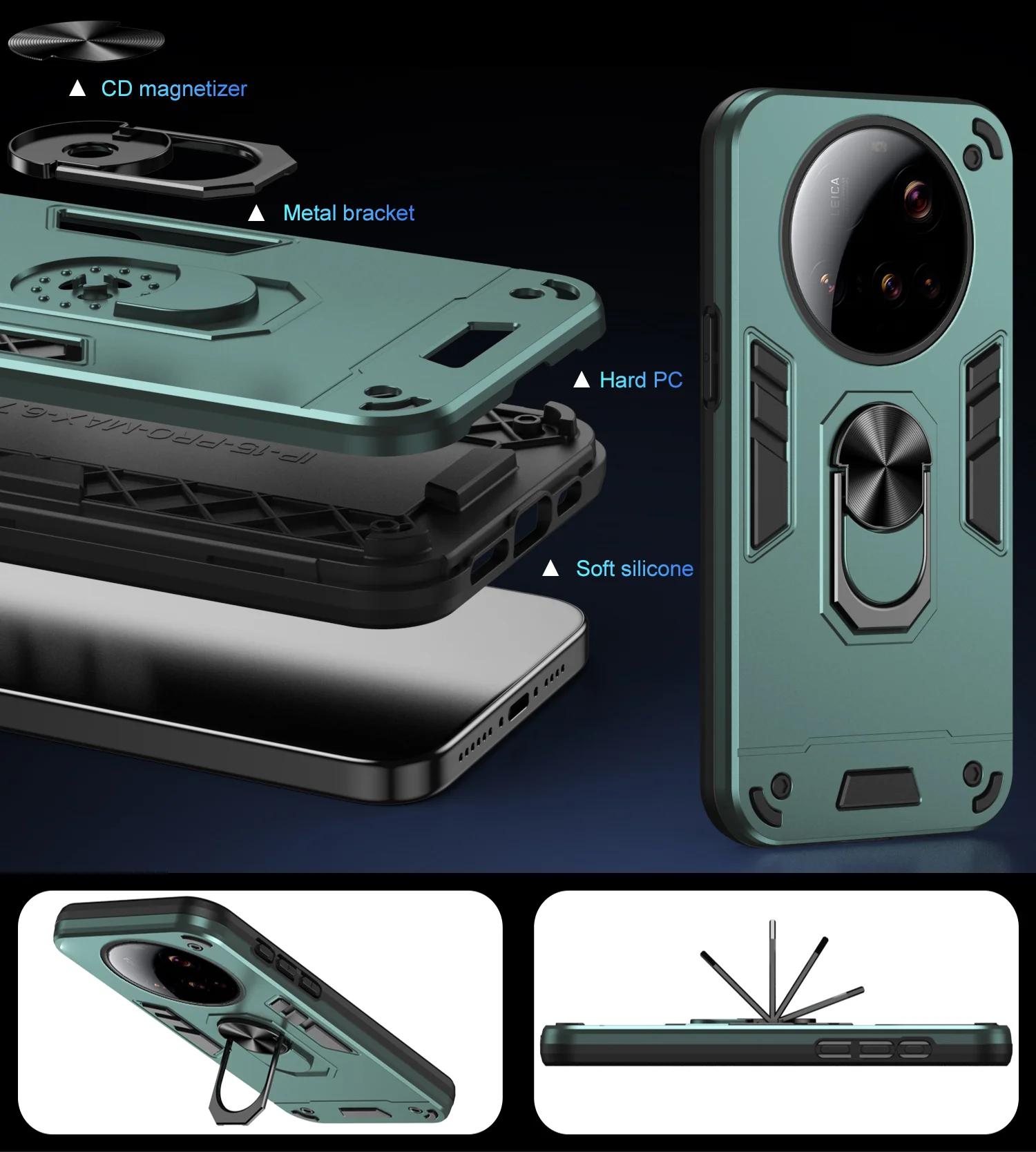 Rüstung Anti-knock Telefon Fall Für Xiaomi 15 Ultra 15T 14T 13 Pro MI POCO C75 C55 X7 X6 X5 Pro Ring Ständer Halter Schutz Abdeckung